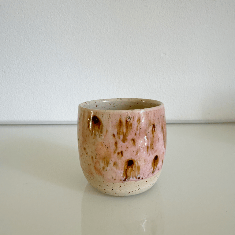 Kop, beige/brun/rosa og transparent