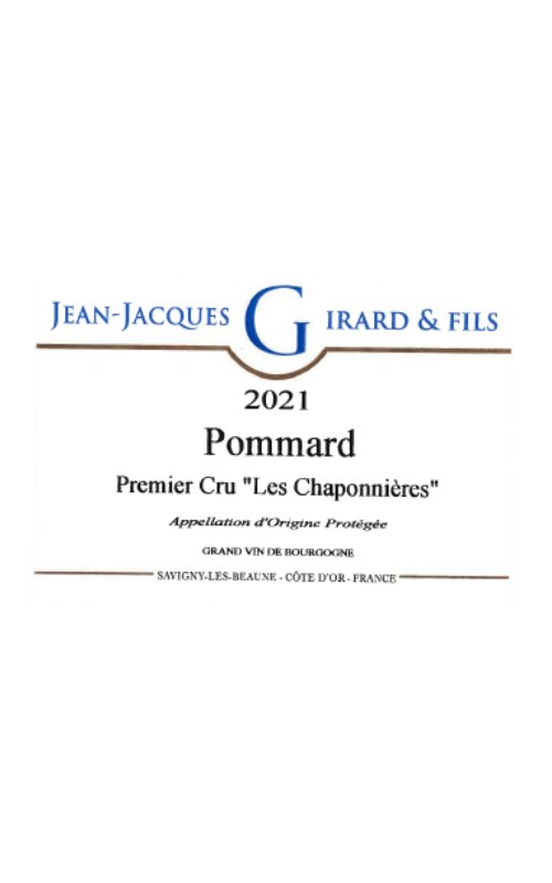 2021 Pommard 1er Cru Les Chaponnières rouge 2021, Jean-Jacques Girard & Fils