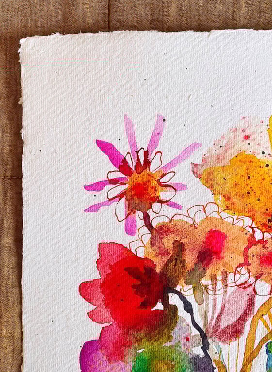 Sprudlende buket - original akvarel  billede 4