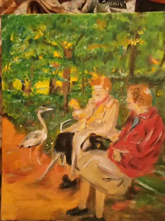 Hejre damerne i Frederiksberg have, 30x40 akryl