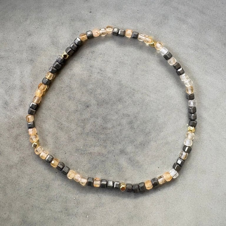 Citrin og pyrit armbånd 2,5mm