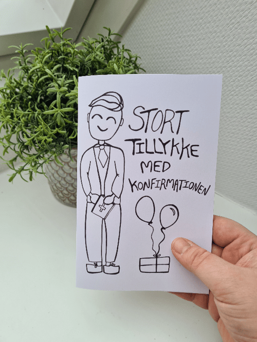 Kort: stort tillykke med konfirmation M