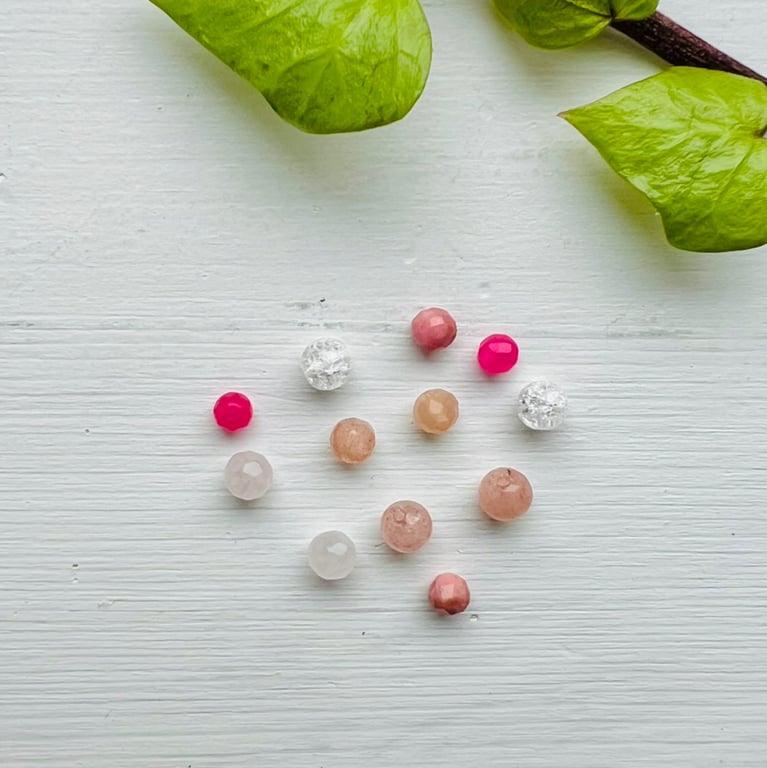 Krystal mix til ørekæde- Rosa