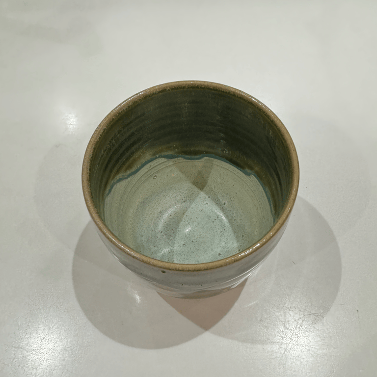 Kop uden hank grøn/lyseblå med dekoration #1 billede 2