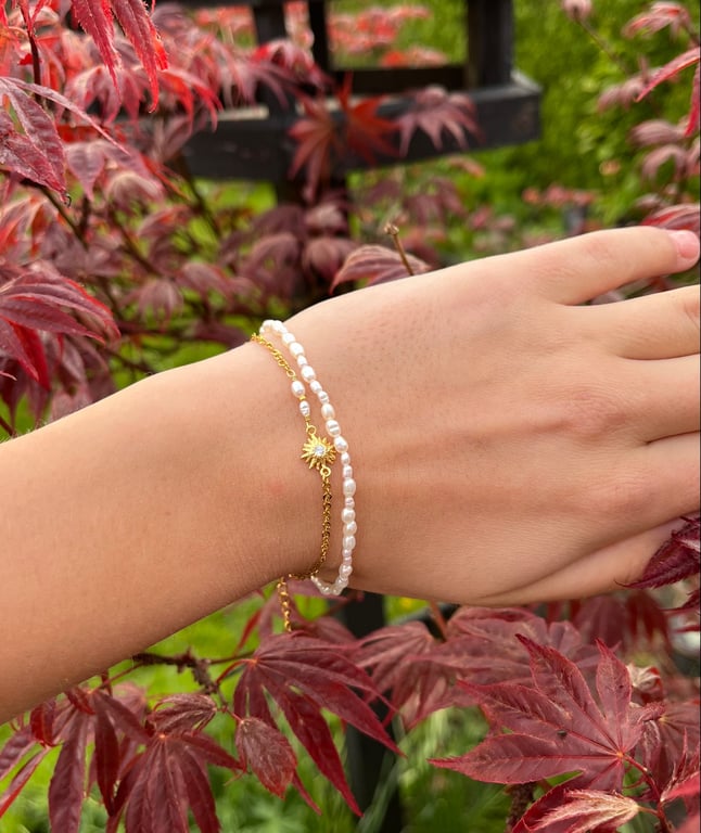 Ferskvandsperle armbånd 