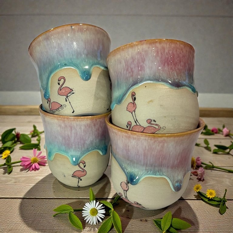 Mini Flamingo Drip Cups