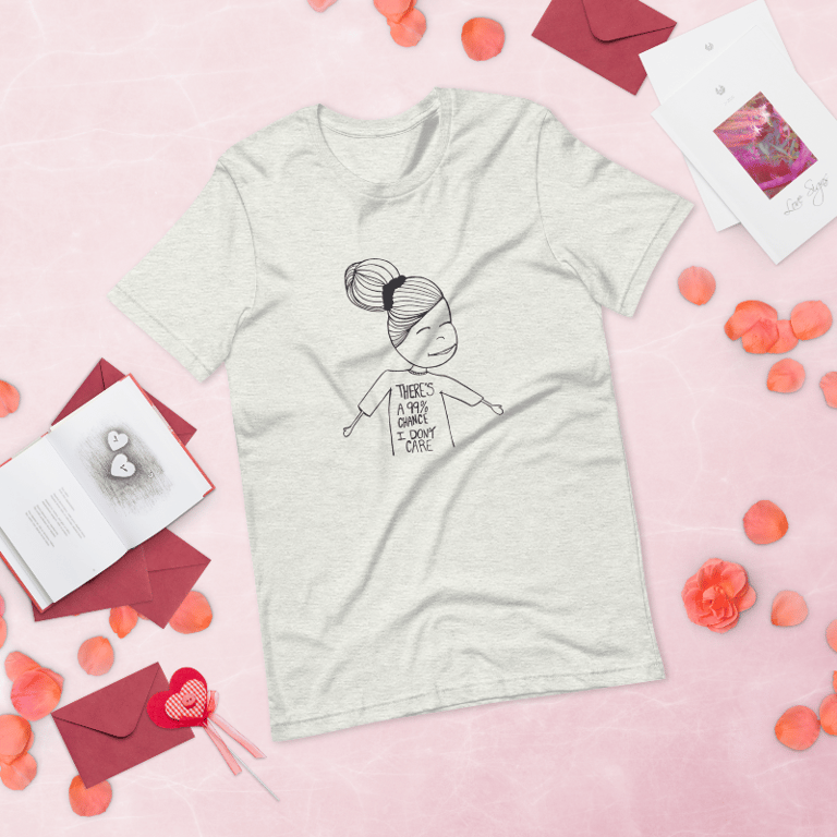 T-shirt: theres a 99% chance i dont care Grå L billede 2