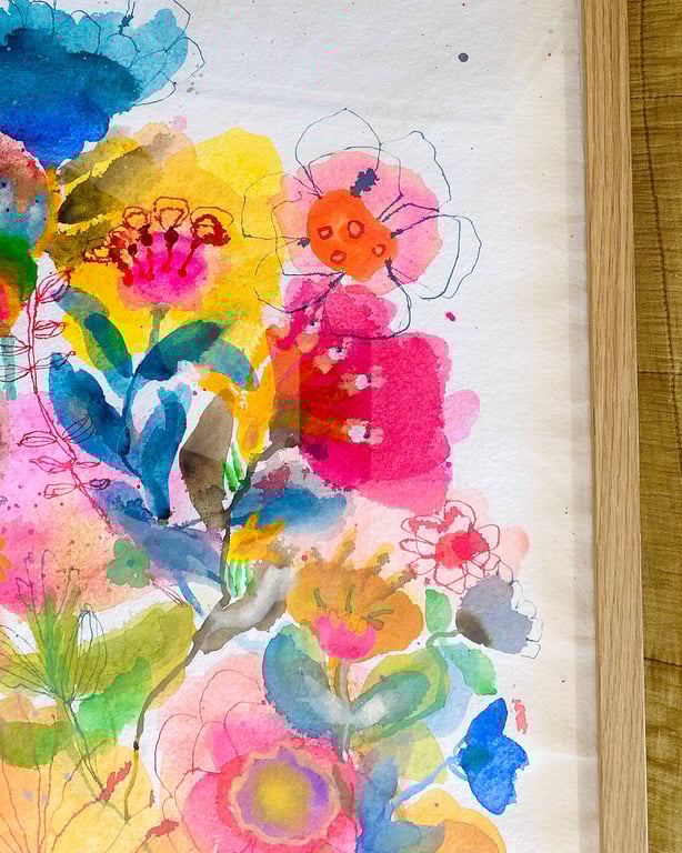 Ellen - kæmpe blå - original akvarel billede 7