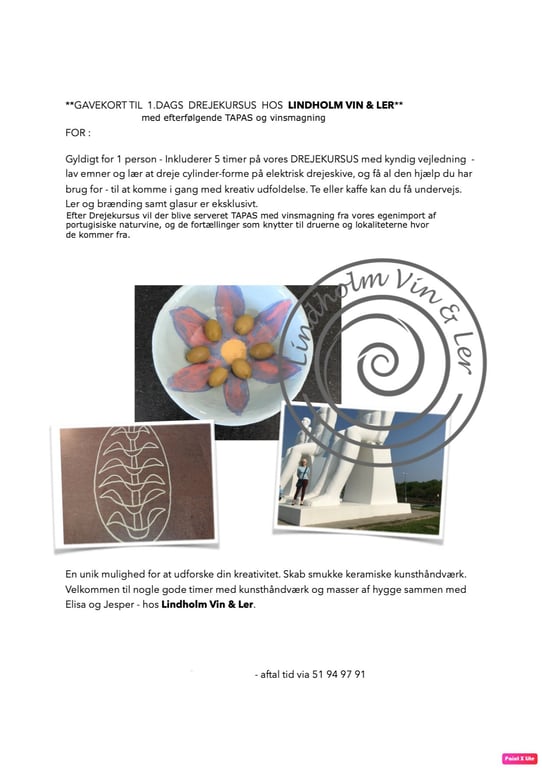 GIFTCARD 9 1.dags drejekursus m TAPAS og VINSMAGNING