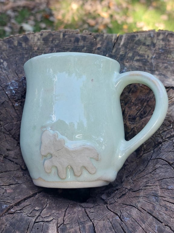 Islænder kop med hank i Pebermynte blank glasur 