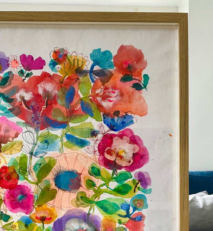 Laura - Blå kæmpe vase - original akvarel billede 5