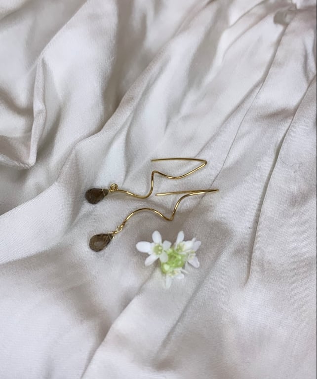 Branch earrings røgkvarts billede 3