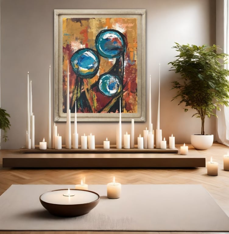 #1107 Unik Kunstmaleri Olie 80 X 100 cm billede 6