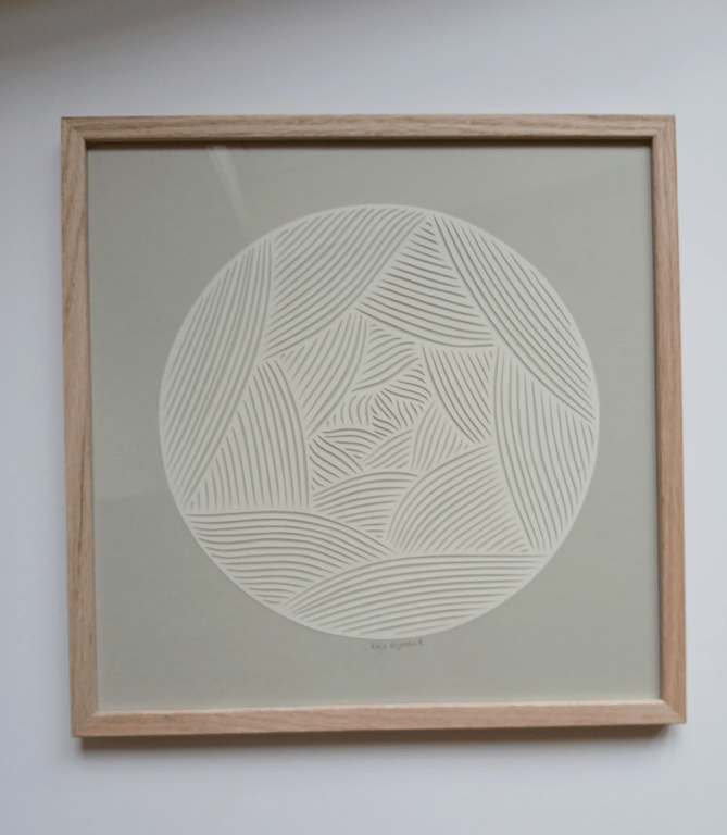 30x30cm papercut, perlegrå, indrammet (2)