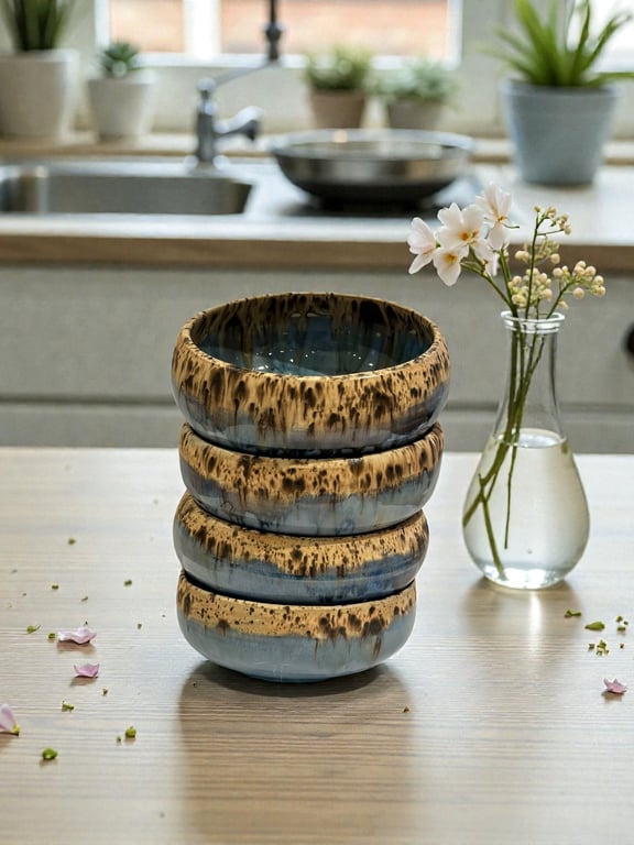 Blå Leopard Skål – håndlavet porcelæn (14 cm / 4 dl)