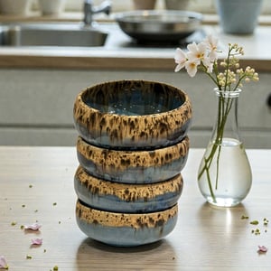 Blå Leopard Skål – håndlavet porcelæn (14 cm / 4 dl) – produktbillede