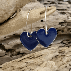 Emalje hjerter - store mørkeblå. – produktbillede