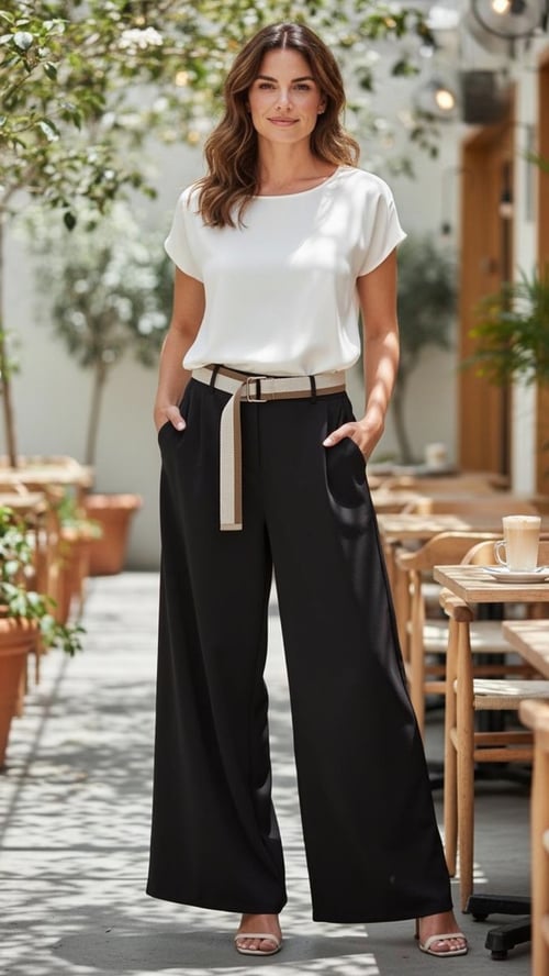 Noelle wide klassisk pants, Black. Onesize 36-46. (2)
