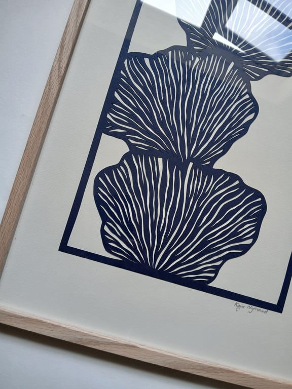 A3 papercut, Marineblå, indrammet  (4)