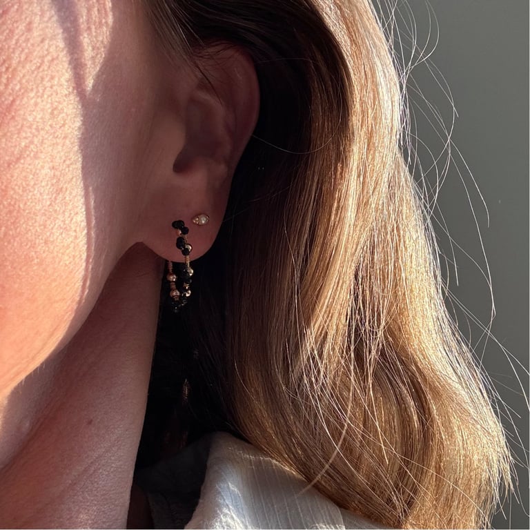 ØRERING EVA SORT AGAT billede 5