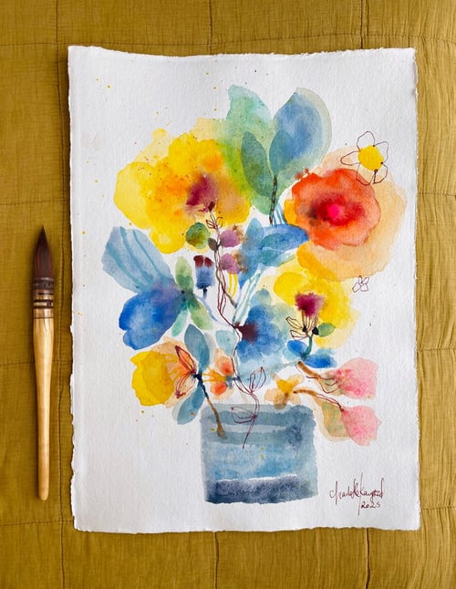 Den blå stribede - original akvarel