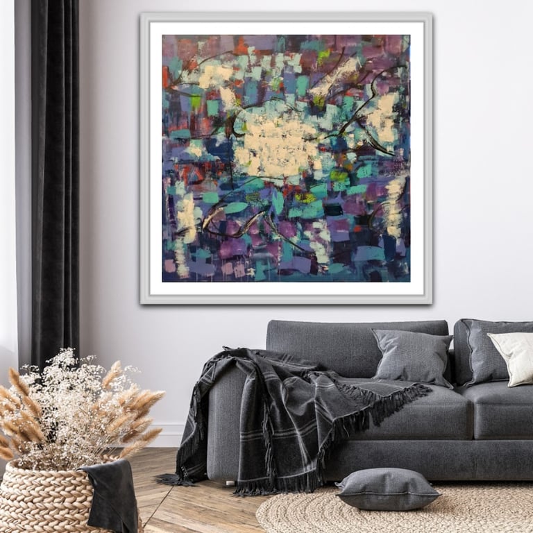 # 1157 Unikt kunstværk 120 X 120 cm SOLD billede 4