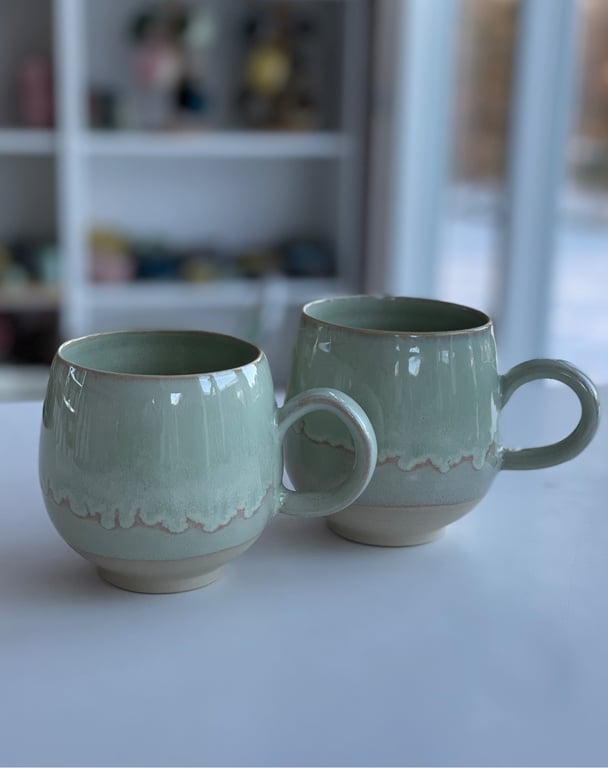 Buttet kop, pebermynte/creme billede 3