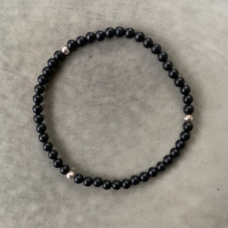 Sort agat armbånd 3 mm