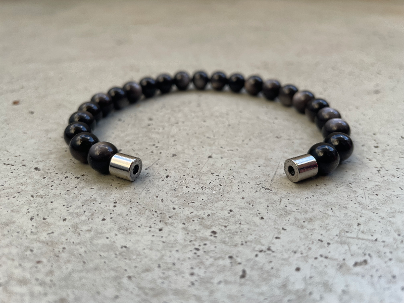 Sølv Obsidian Royal med magnetlås - Kvalitet AAAA billede 2