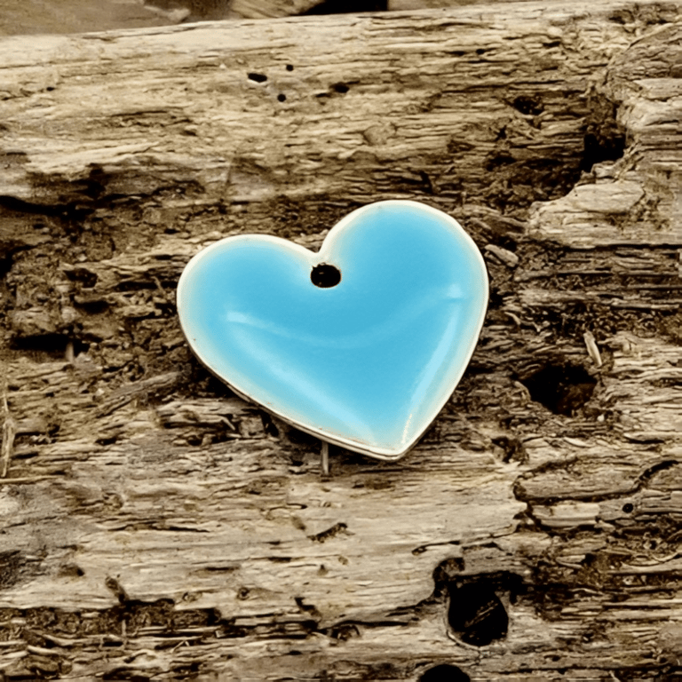 Emalje hjerter - store turkis. billede 2