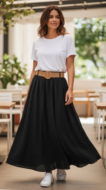 Vanessa viscose skirt. Black. Onesize 38-48. (2)