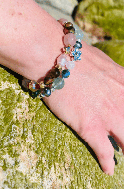 Bjergkrystal og Grøn Fluorit armbånd billede 3