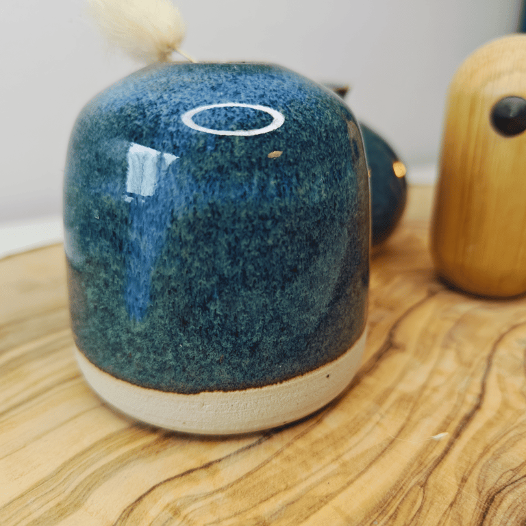 Havblå mini vase  billede 2