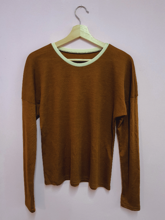 Uld/silke langærmet t-shirt