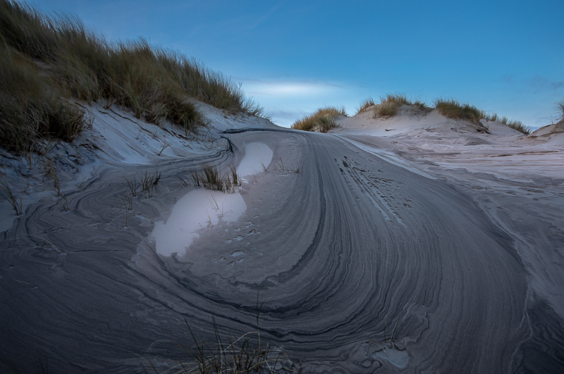  Sand mønstre på Råbjerg mile i Skagen lige efter solnedgang