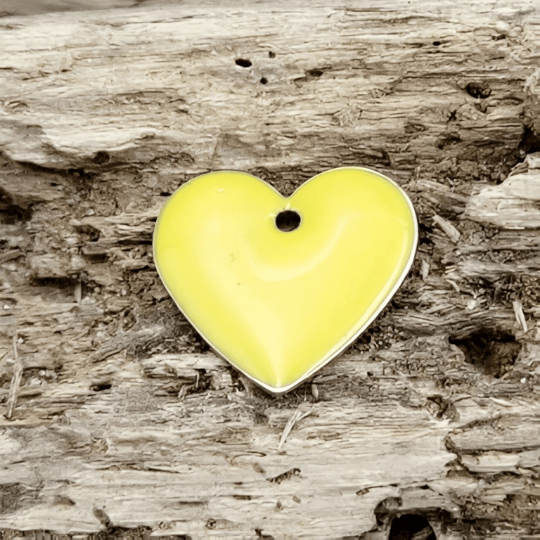Emalje hjerter - store sart gule. billede 2