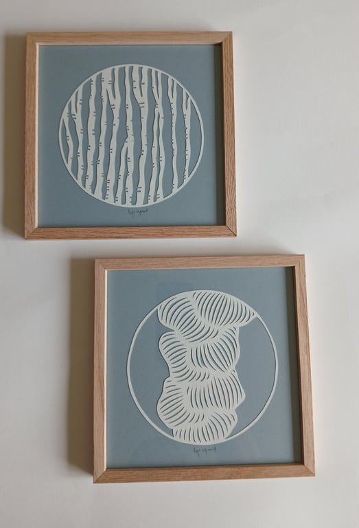 20x20cm papercut, dueblå, Indrammet (3)