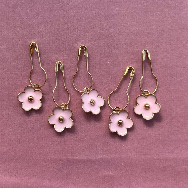 Smukke maskemarkører med rosa blomster - 5 stk.