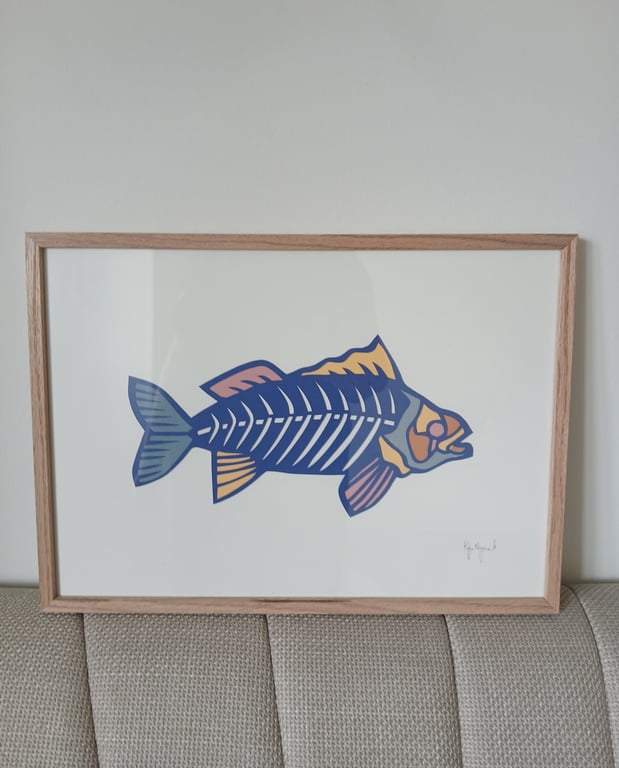 A3, indrammet papercut fisk 