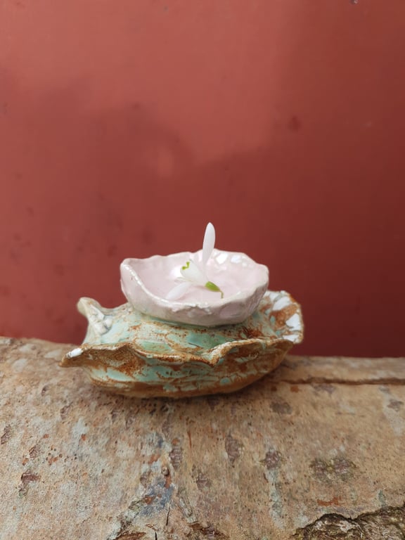 Lille skulpturel skål til lys eller blomster  billede 4