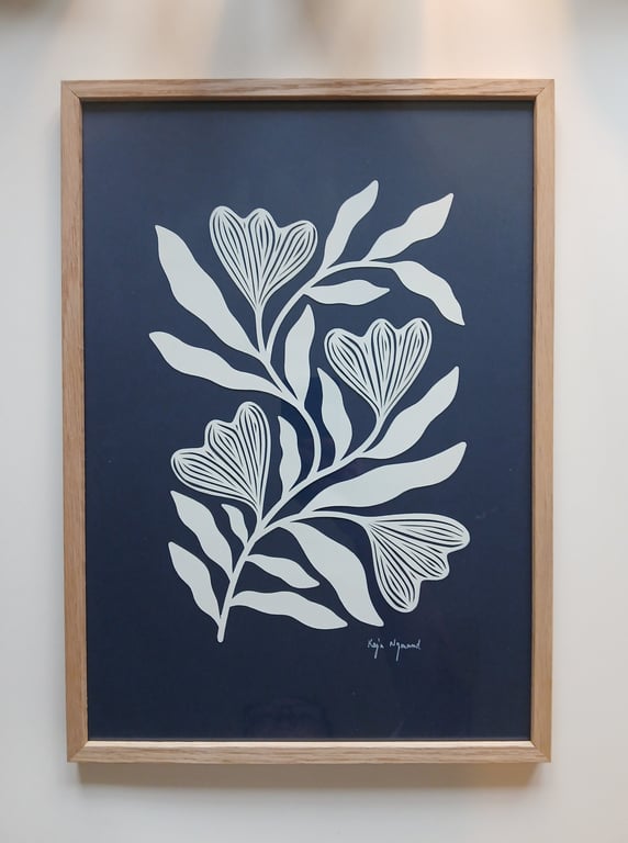 A3 papercut, Marineblå, indrammet  (2)