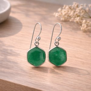 Facet øreringe – Grøn Jade – produktbillede