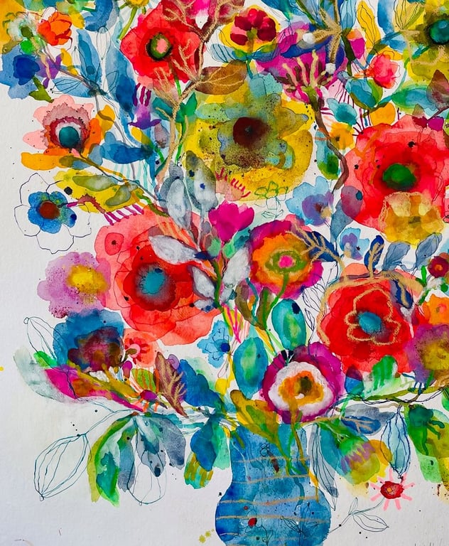 Anni - Kæmpe blå - original akvarel (4)