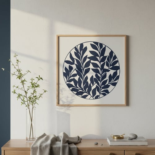 50x50cm papercut, Marineblå, indrammet 