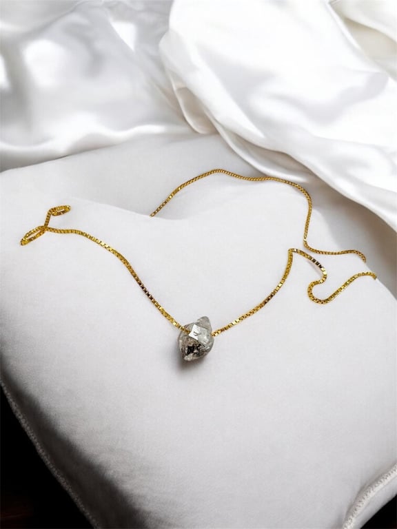 Halskæde med en rå Herkimer diamant  billede 3