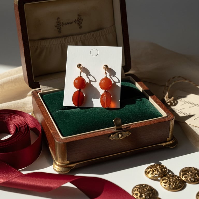 Forgyldte øreringe med Agate sten