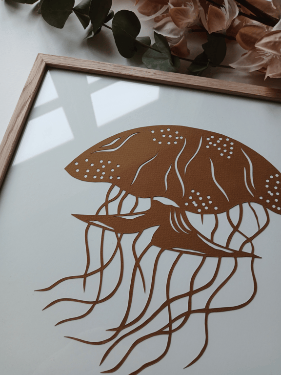 30x30cm Gople nr 74, papercut. brun, indrammet  (3)