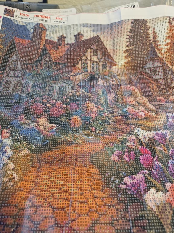 Her er der et rigtig pænt sommer billede med et hus på og der er også nogle rigtig pæne blomster på og det er 40/40 