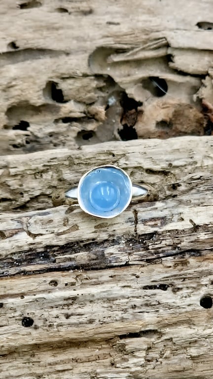 One-size ring med blå kalcedon. billede 2