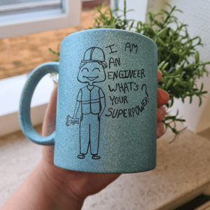 Krus: I am an engineer what's your superpower (kort hår) Lys Blå Glimmer – produktbillede